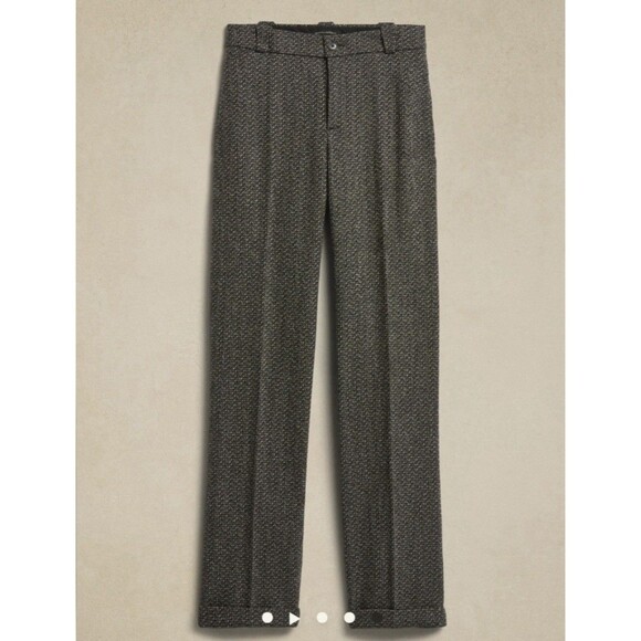 Banana Republic Wylder Straight Tweed Pant Trouser Cuffed Sz 8P Blackstone Twill - Picture 13 of 16